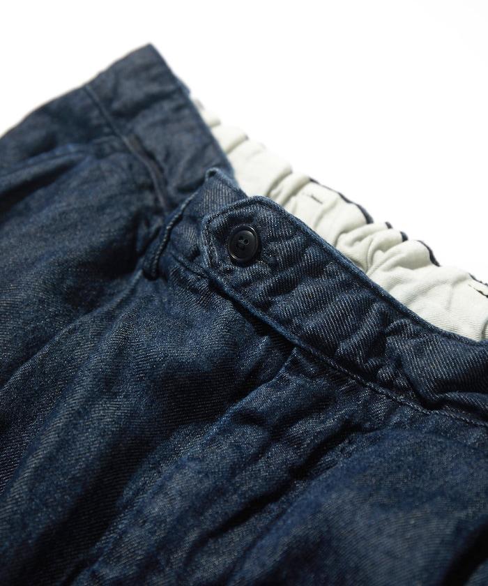 法式亞麻牛仔一褶長褲