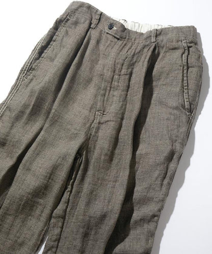 法式亞麻粗花呢一褶長褲