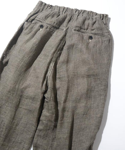 法式亞麻粗花呢一褶長褲