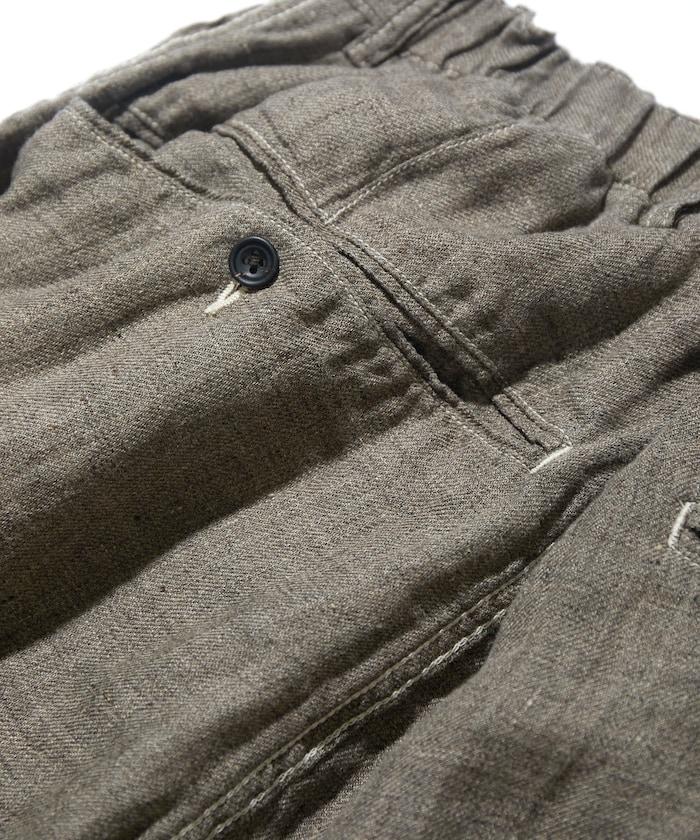 法式亞麻粗花呢一褶長褲