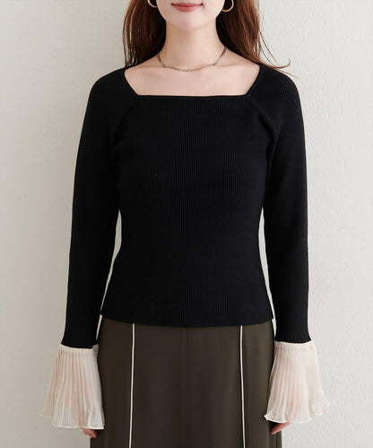 荷葉邊袖針織衫