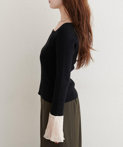 荷葉邊袖針織衫