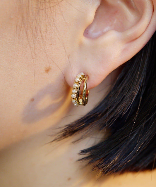 珍珠雙層線條耳夾/耳骨夾