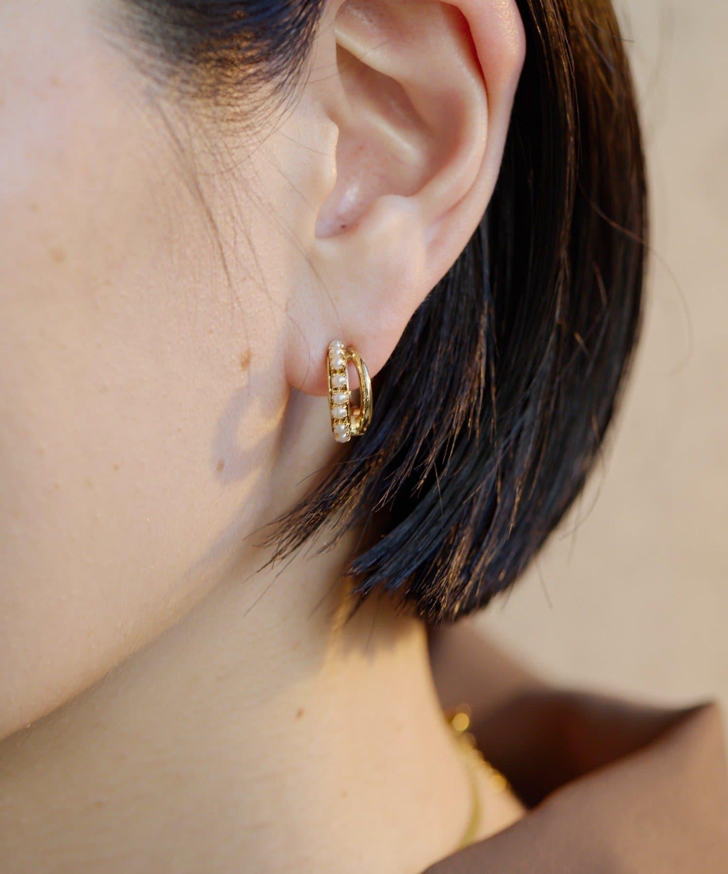 珍珠雙層線條耳夾/耳骨夾