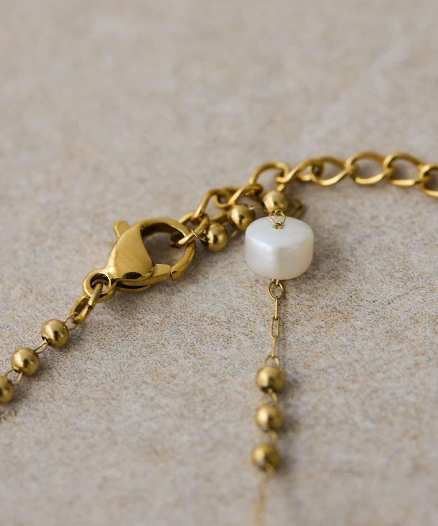 金屬過敏適用/不鏽鋼設計珍珠鏈條項鍊