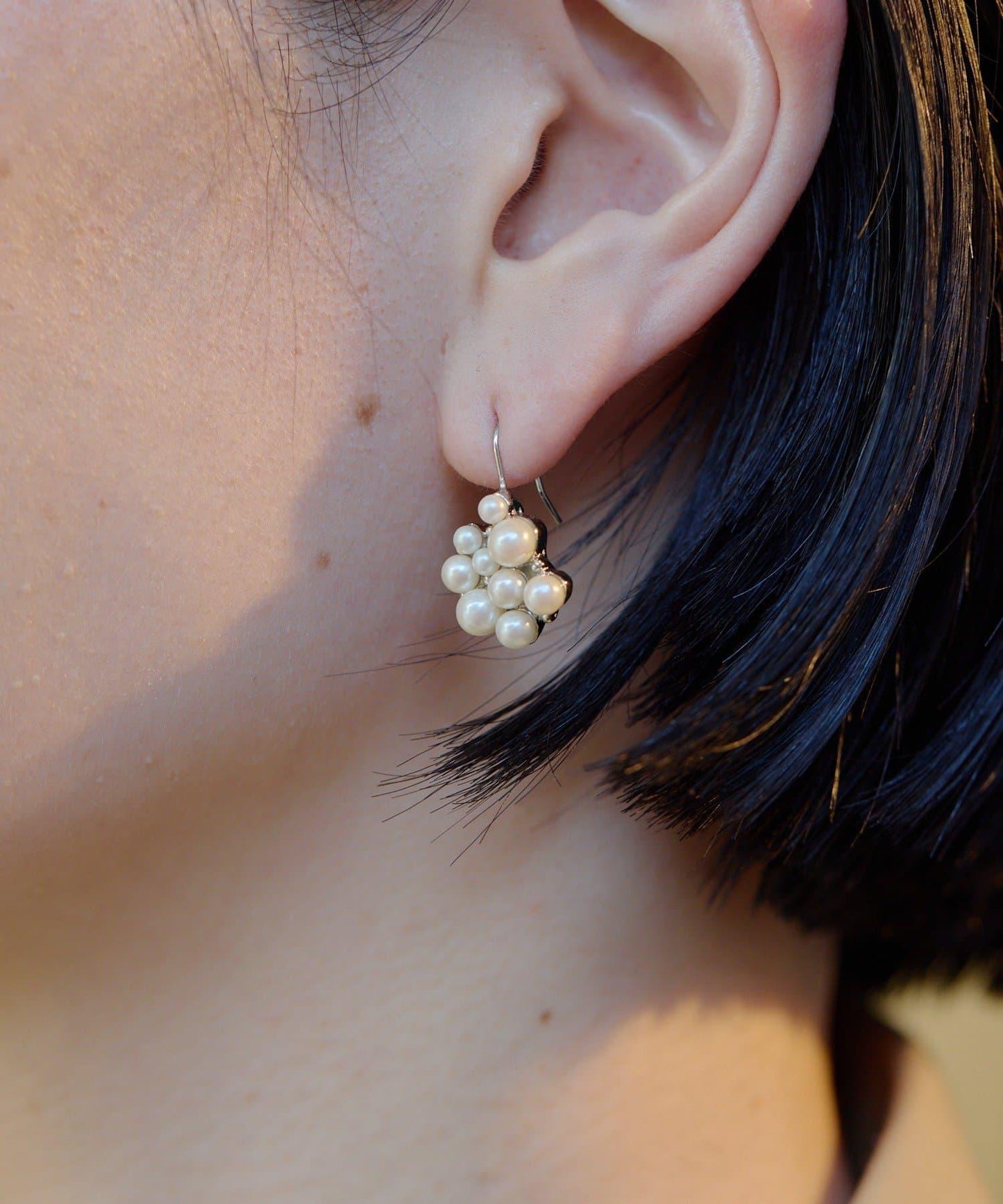 珍珠顆粒耳鉤耳環