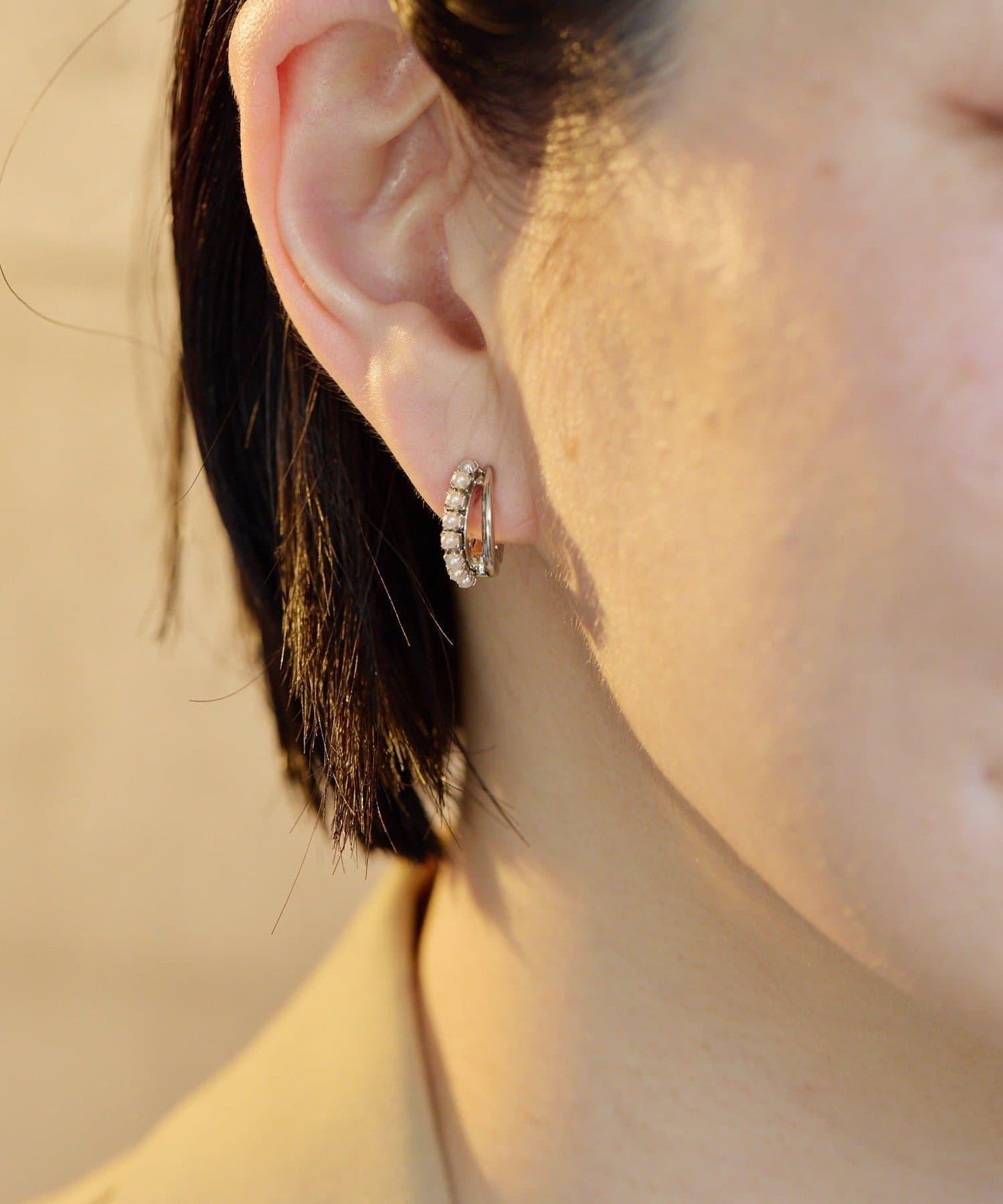 珍珠雙層線條耳夾/耳骨夾