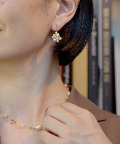 珍珠顆粒耳鉤耳環