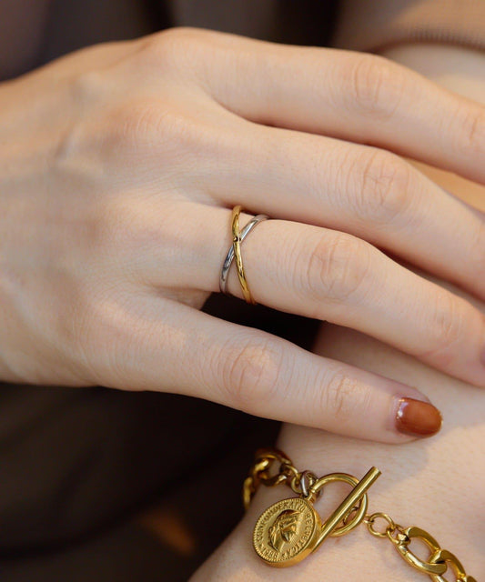 金屬過敏適用/不鏽鋼雙色可動戒指