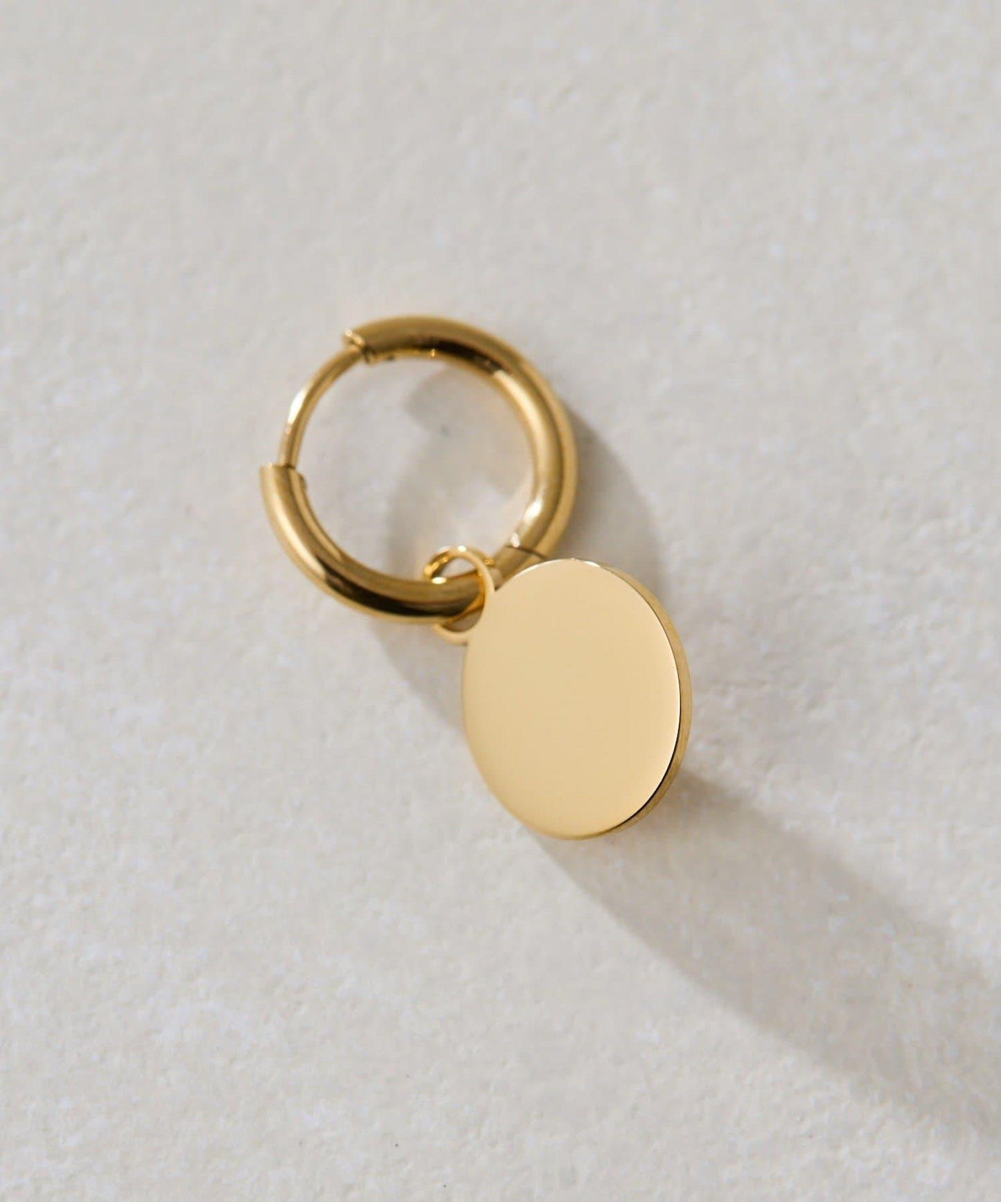 金屬過敏適用/不鏽鋼 圓幣吊墜圈形耳環