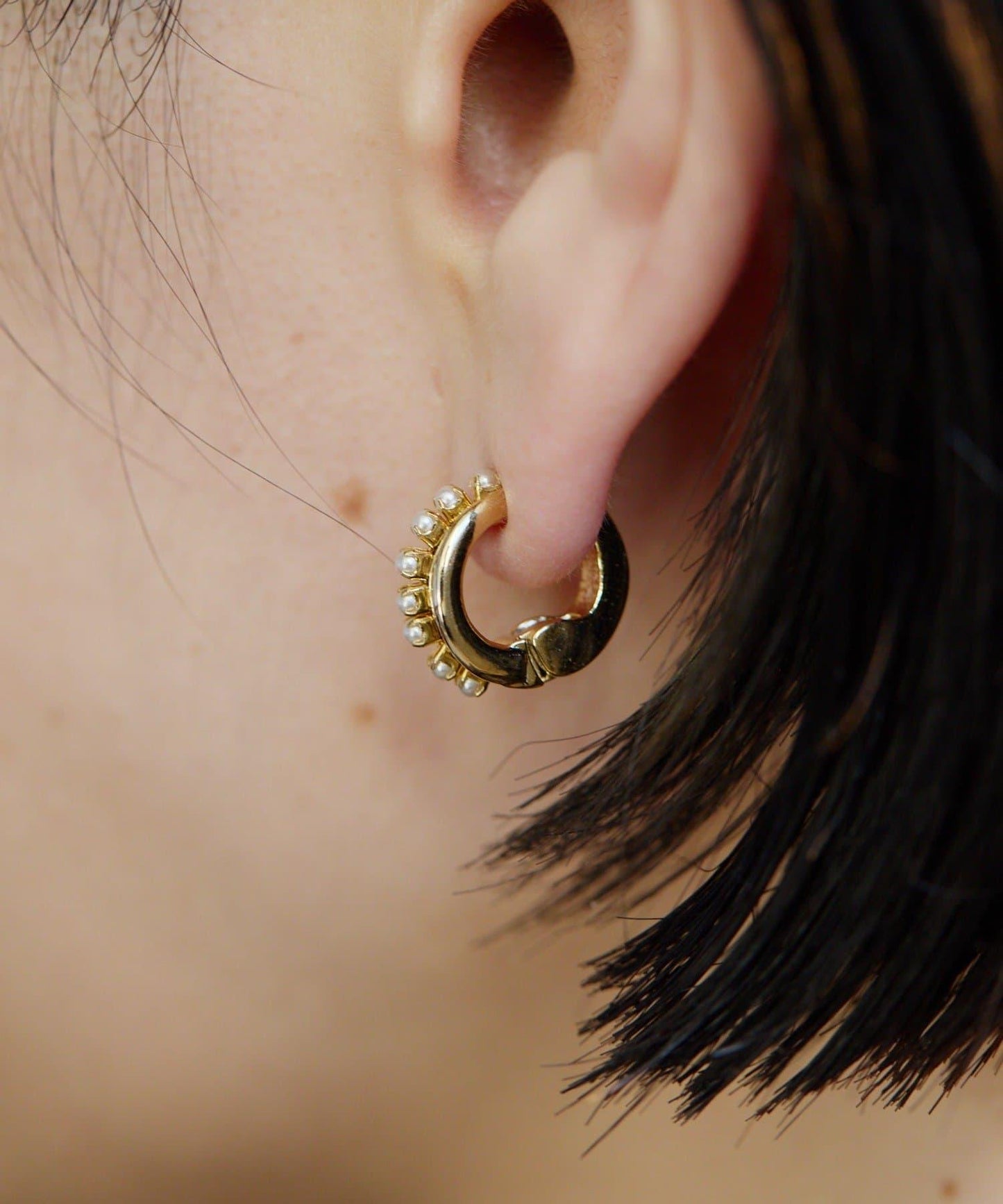 珍珠雙層線條耳夾/耳骨夾