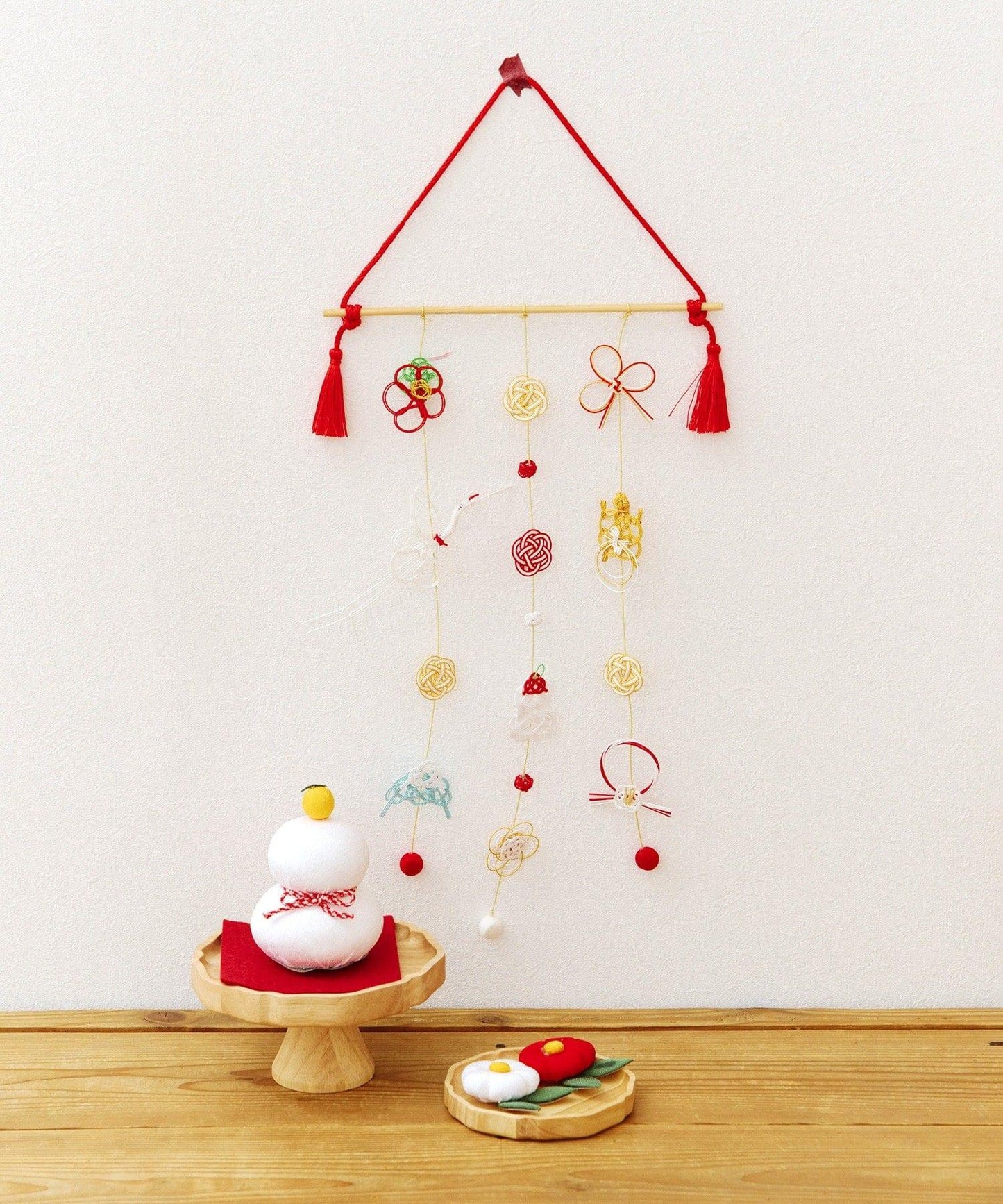 ちりめんの椿飾りセット/正月のお飾り