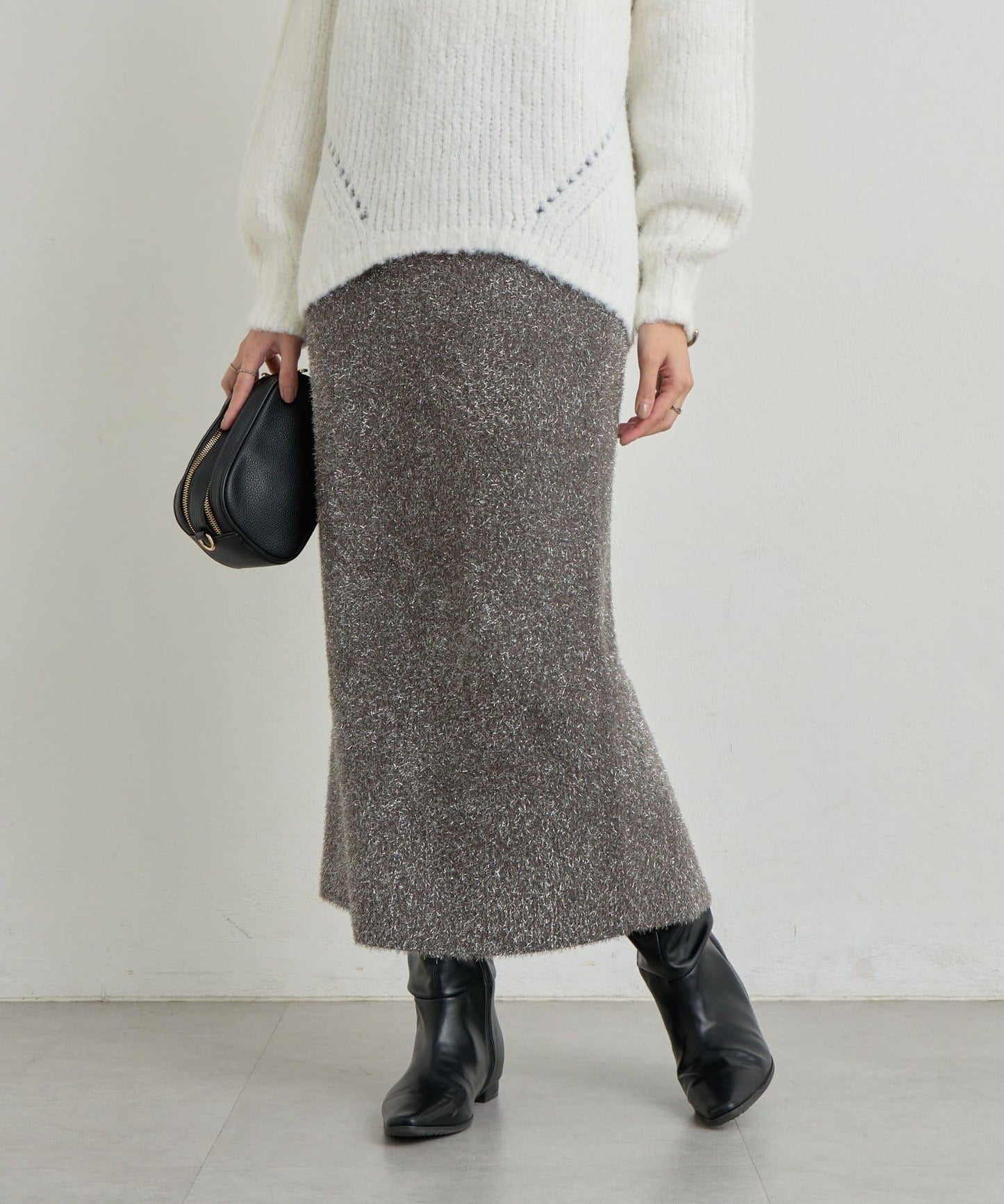 增添華麗感薄膜亮片針織修身半身裙