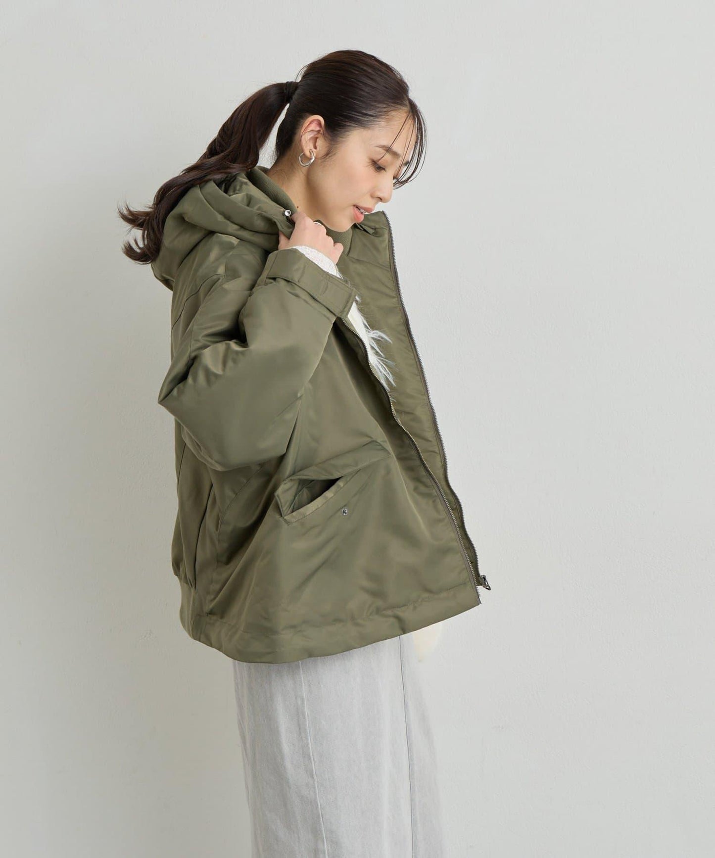 大人休閒風尼龍中棉連帽MA-1夾克