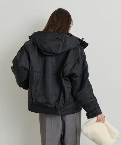 大人休閒風尼龍中棉連帽MA-1夾克