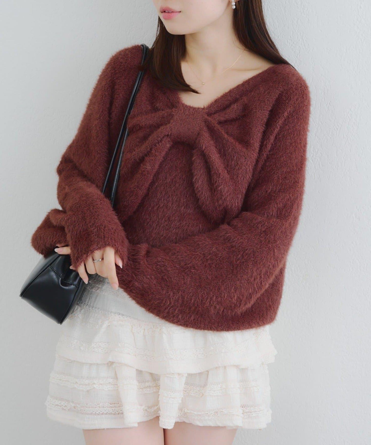 【2件套】吊帶+蝴蝶結羽毛針織衫