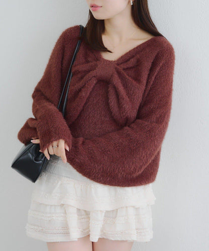 【2件套】吊帶+蝴蝶結羽毛針織衫