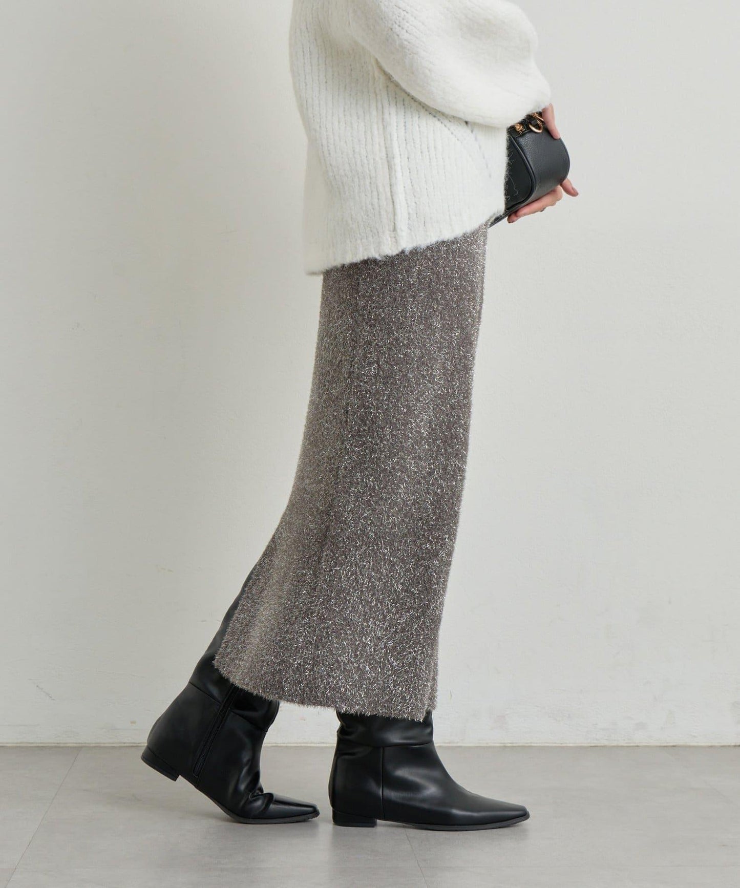 增添華麗感薄膜亮片針織修身半身裙