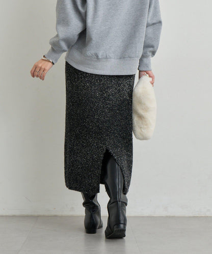 增添華麗感薄膜亮片針織修身半身裙