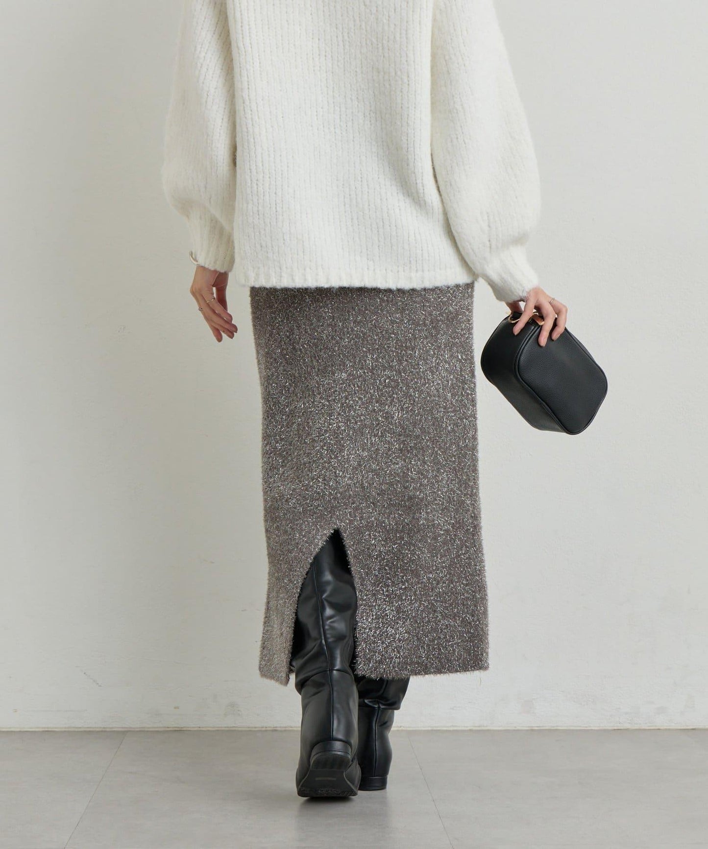 增添華麗感薄膜亮片針織修身半身裙