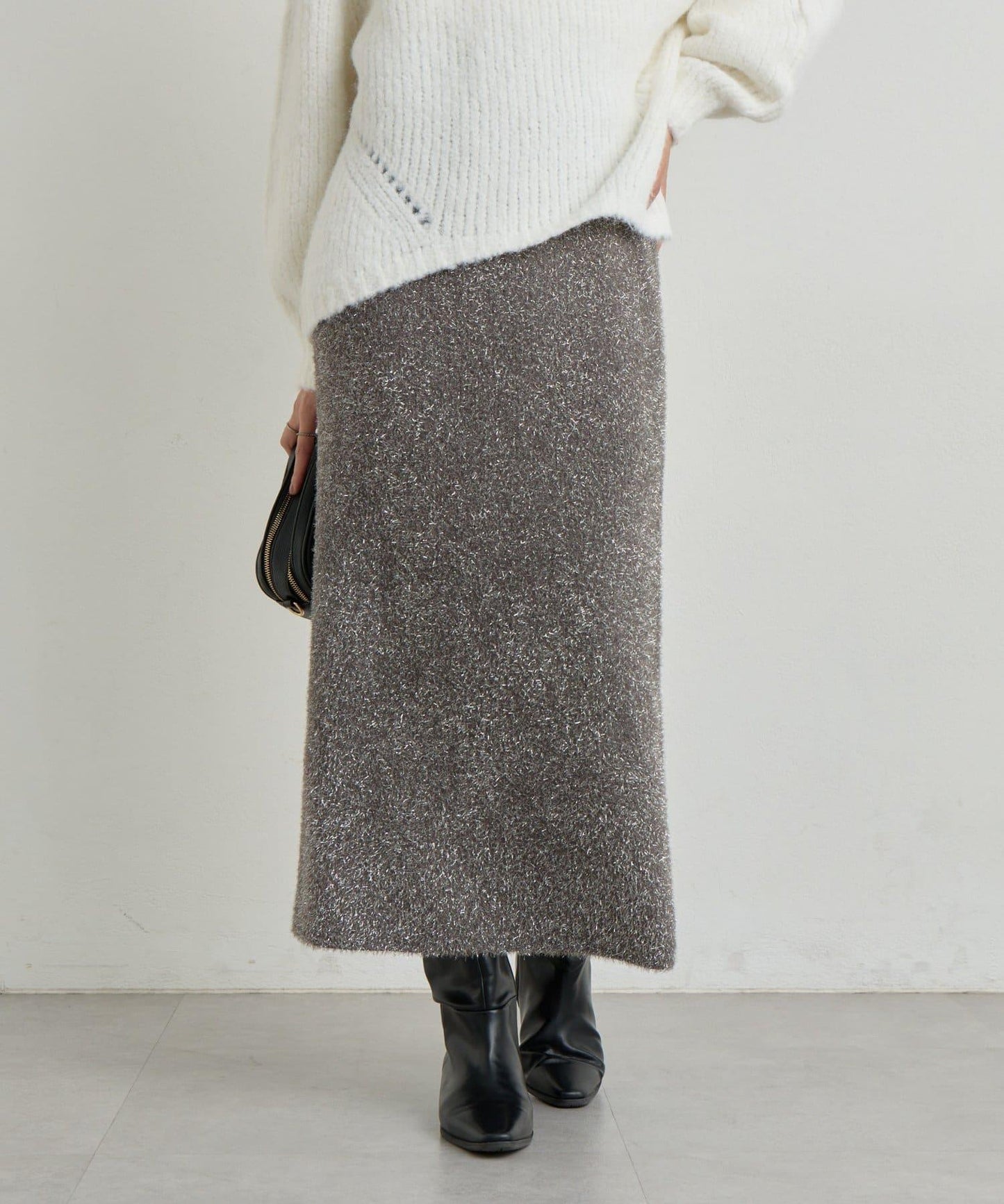 增添華麗感薄膜亮片針織修身半身裙