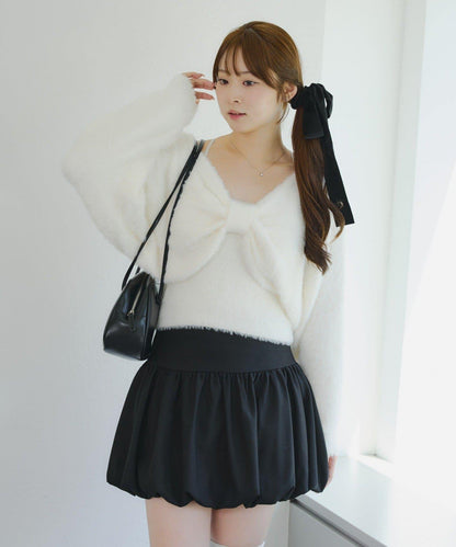 【2件套】吊帶+蝴蝶結羽毛針織衫