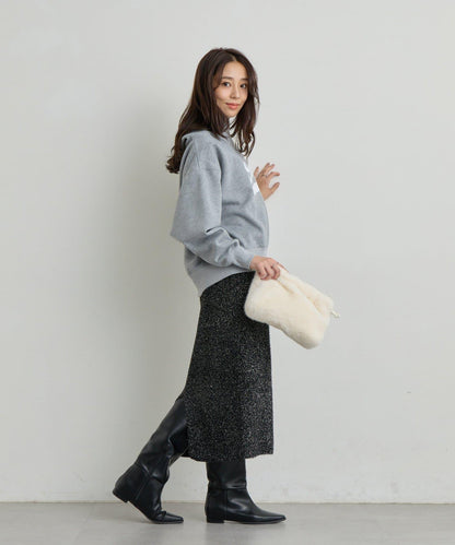 增添華麗感薄膜亮片針織修身半身裙