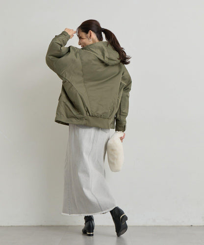 大人休閒風尼龍中棉連帽MA-1夾克