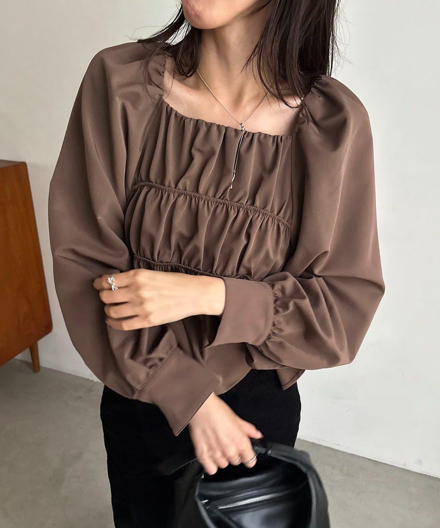 【前後兩穿設計】方領泡泡袖襯衫