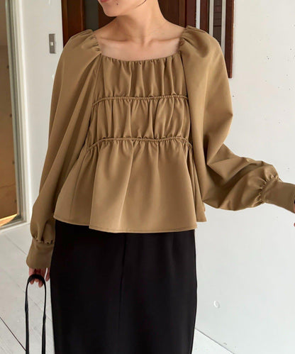 【前後兩穿設計】方領泡泡袖襯衫