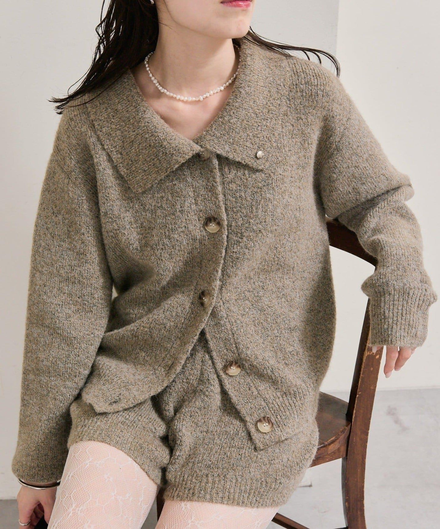 帶領片針織開衫