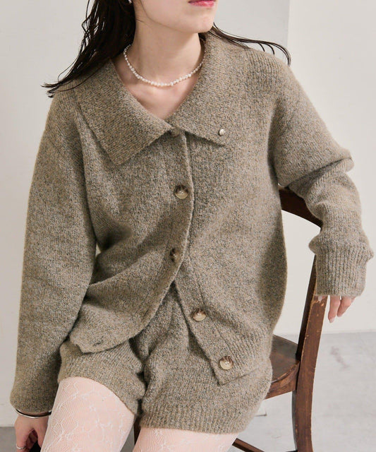 帶領片針織開衫