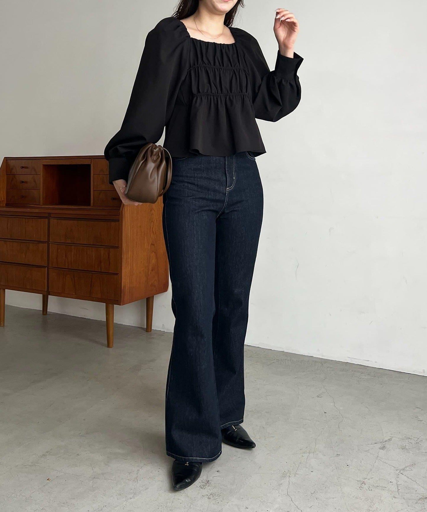 【前後兩穿設計】方領泡泡袖襯衫