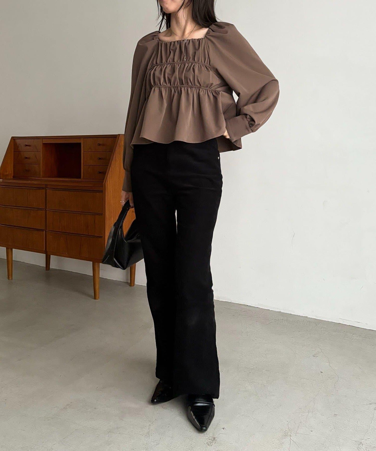 【前後兩穿設計】方領泡泡袖襯衫