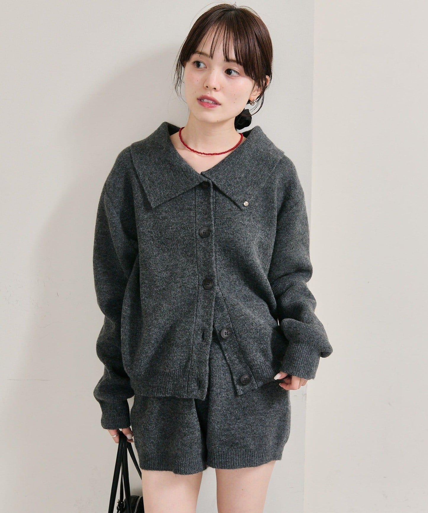 帶領片針織開衫