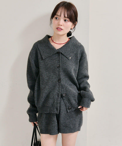 帶領片針織開衫