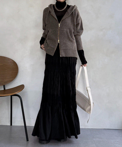 絨毛紗線拉鍊連帽衫