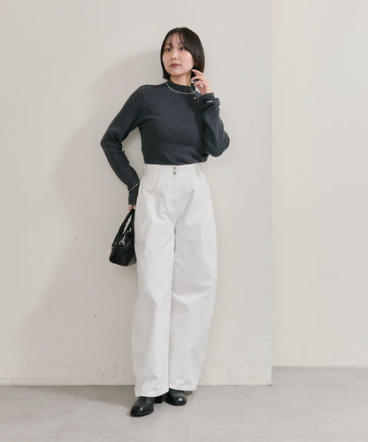 帶飾牌高領針織衫