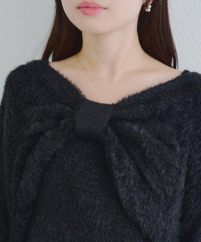 【2件套】吊帶+蝴蝶結羽毛針織衫