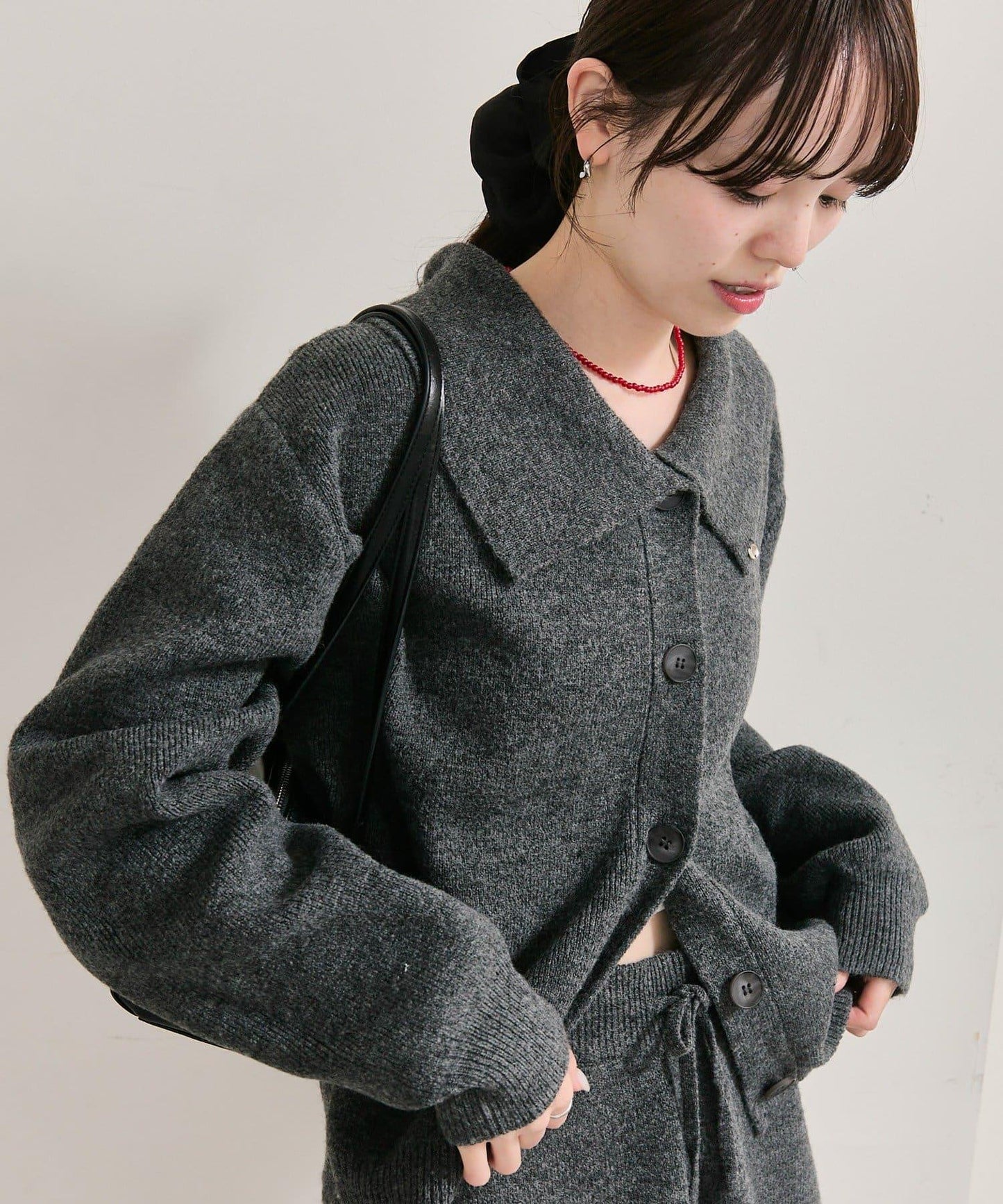 帶領片針織開衫