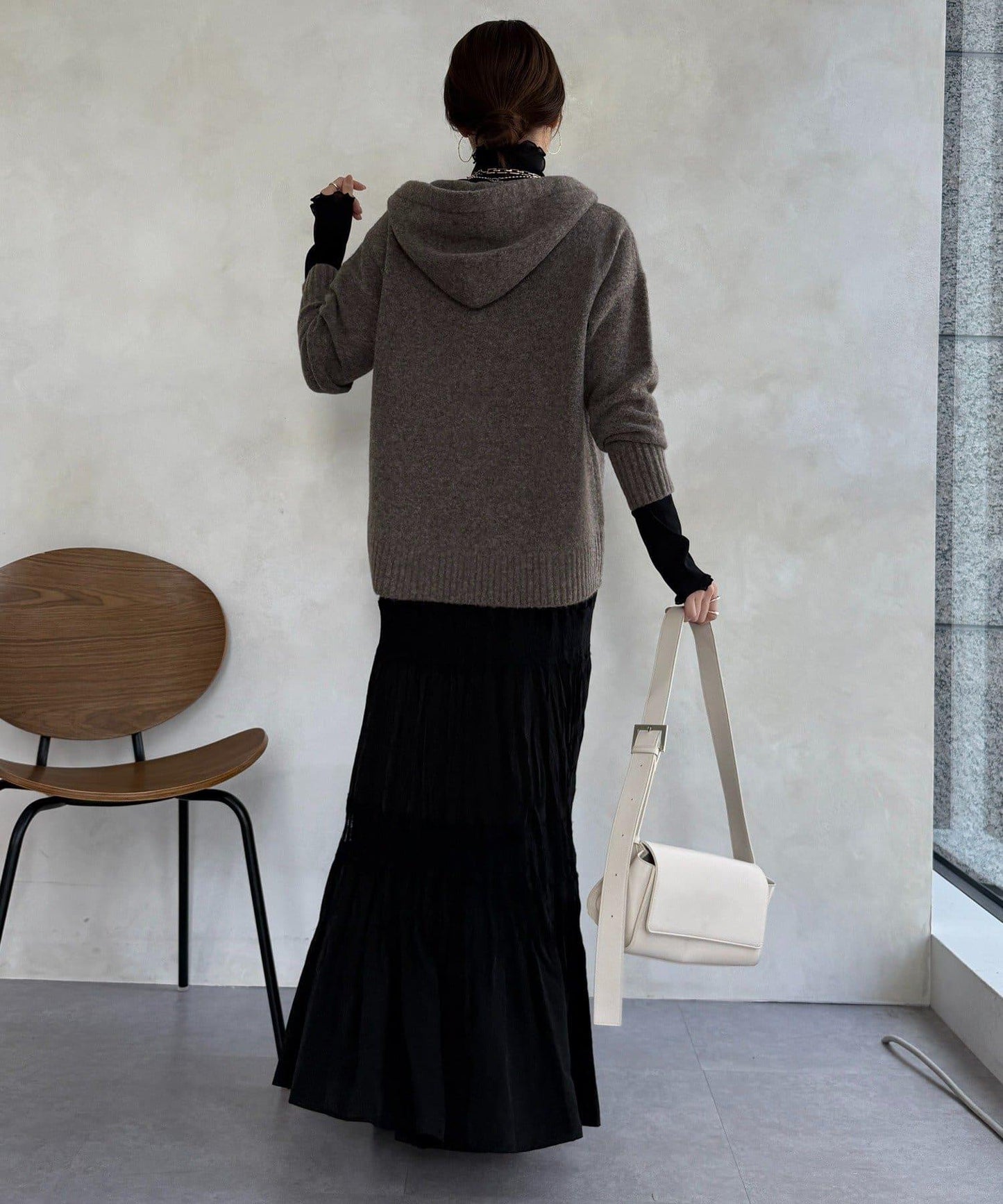 絨毛紗線拉鍊連帽衫