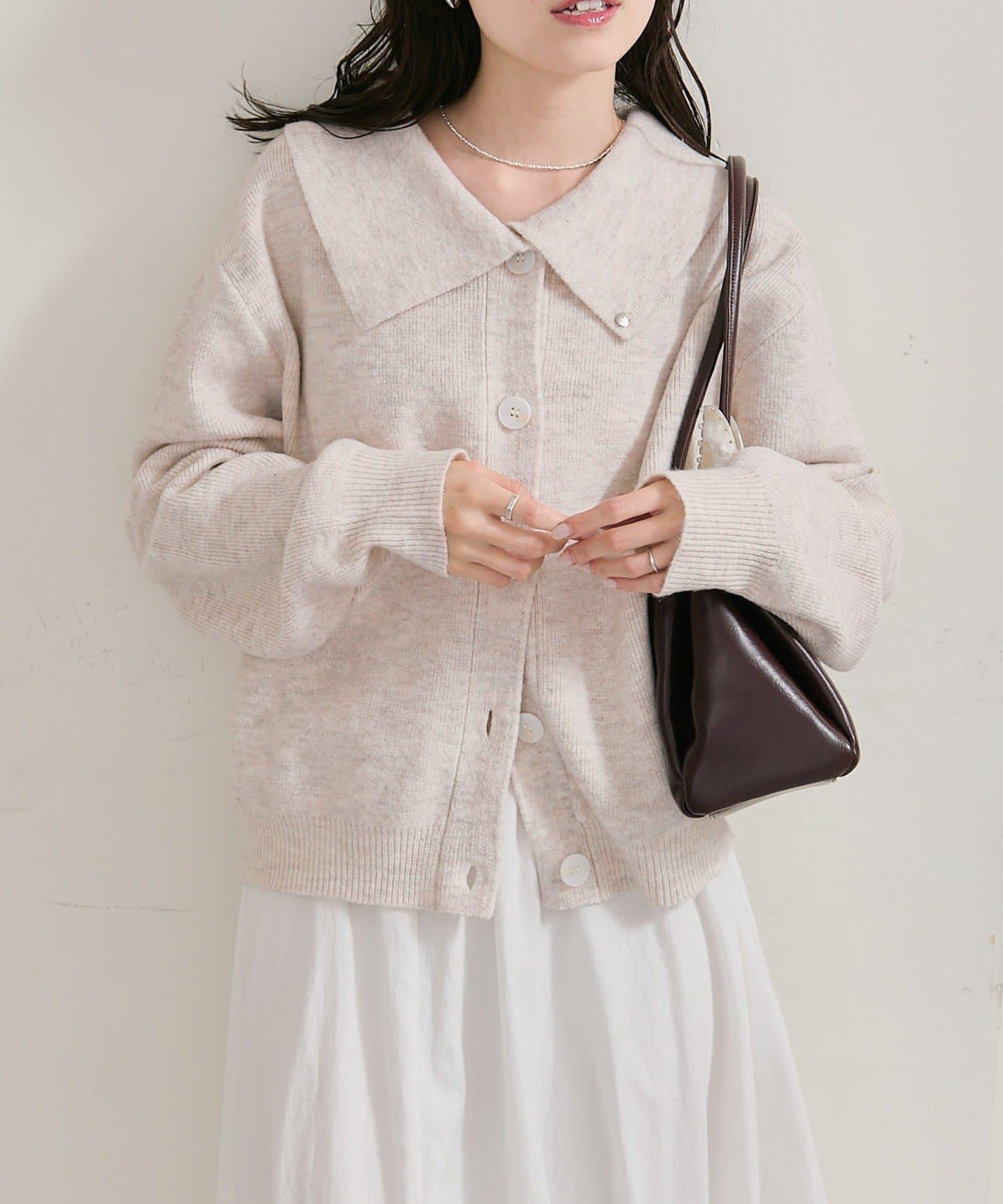 帶領片針織開衫