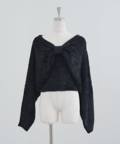 【2件套】吊帶+蝴蝶結羽毛針織衫