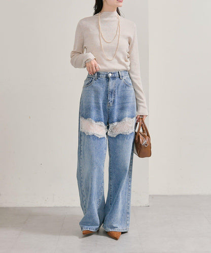 帶飾牌高領針織衫