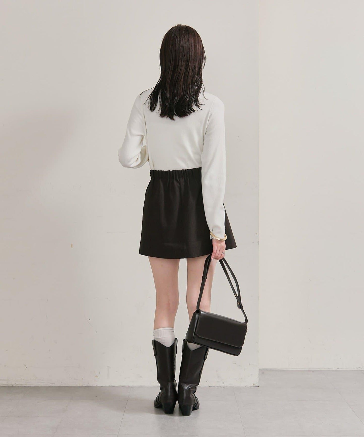 帶飾牌高領針織衫