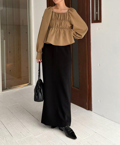 【前後兩穿設計】方領泡泡袖襯衫