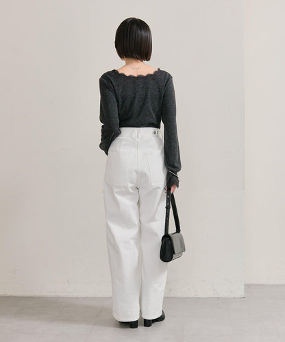 方領蕾絲長袖T恤