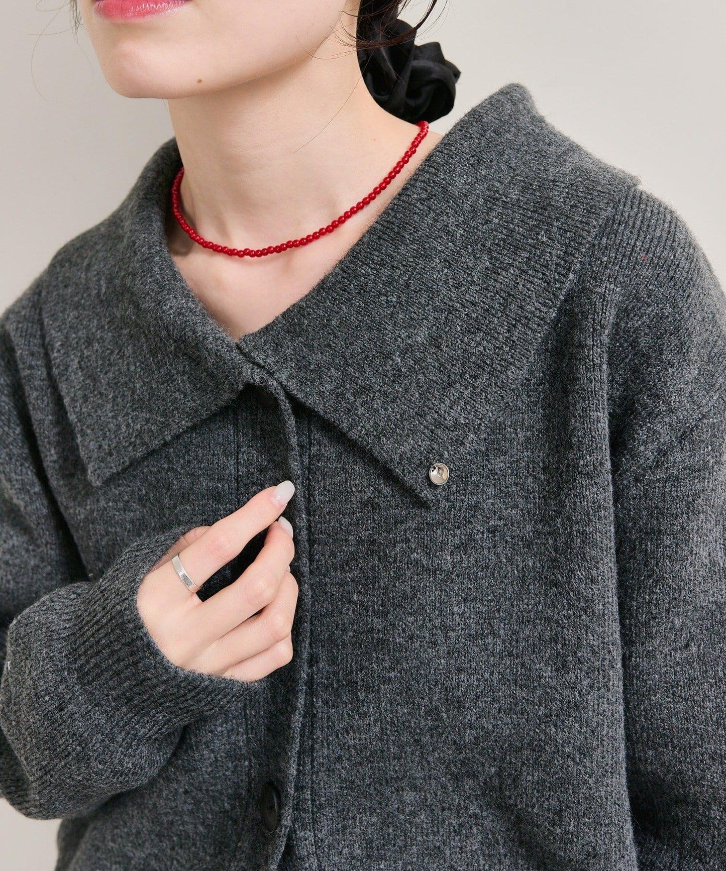 帶領片針織開衫