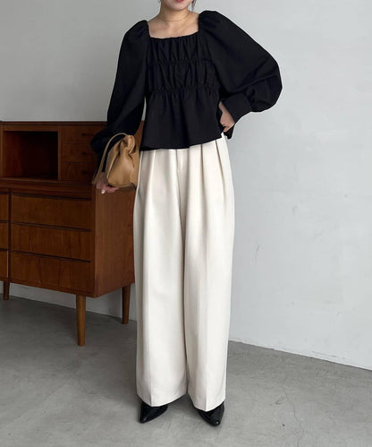 【前後兩穿設計】方領泡泡袖襯衫