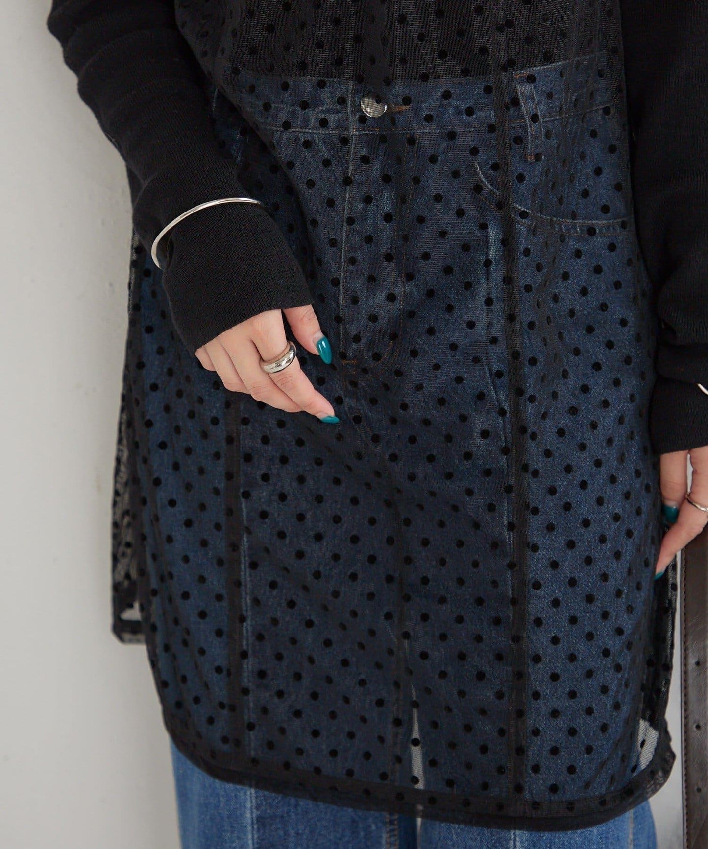 波點網紗吊帶長款上衣